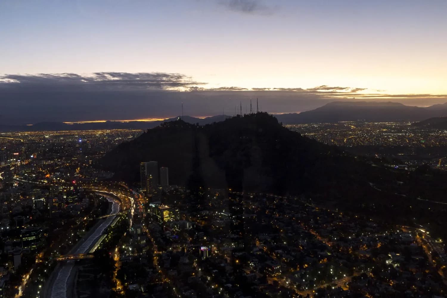 Costanera Center and Santiago's nighttime skyline
